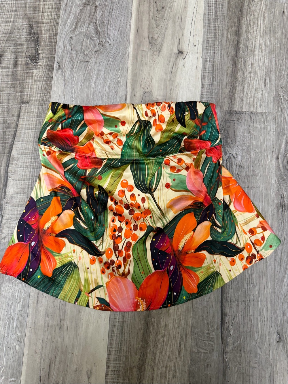 NWT Tropical Floral Strapless Trapeze Top in Orange & Green by Shore